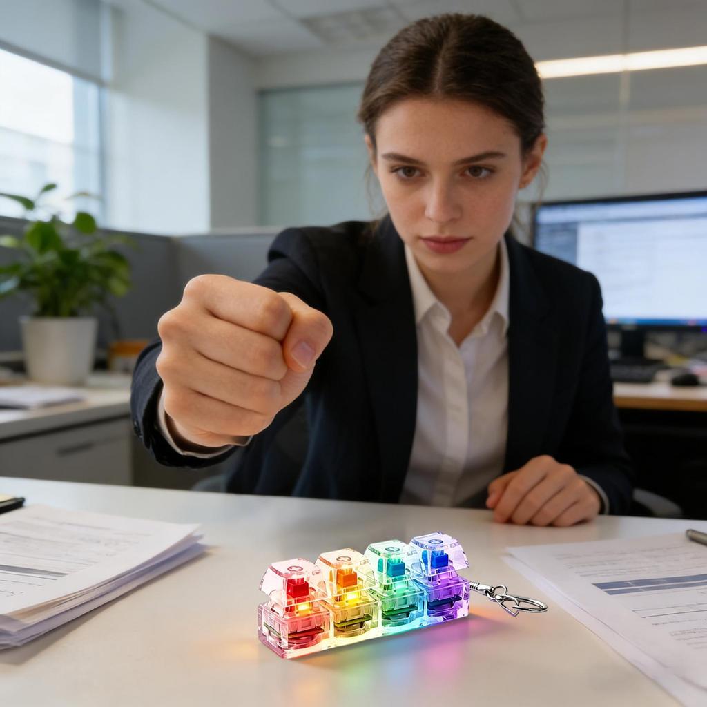 Kinder Erwachsene Stressabbau Fidget Tastatur Schlüsselanhänger Spielzeug 4 Tasten LED Licht Sensorisches Gadget Für D ekompression Tägliches Spaß Spielzeug