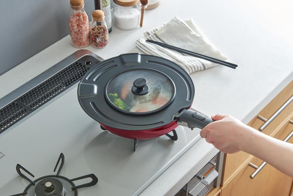 Thermos Durable Series Detachable Handle Frying Pan KVD Compatible Deep Red DR IH/Gas KVD-022