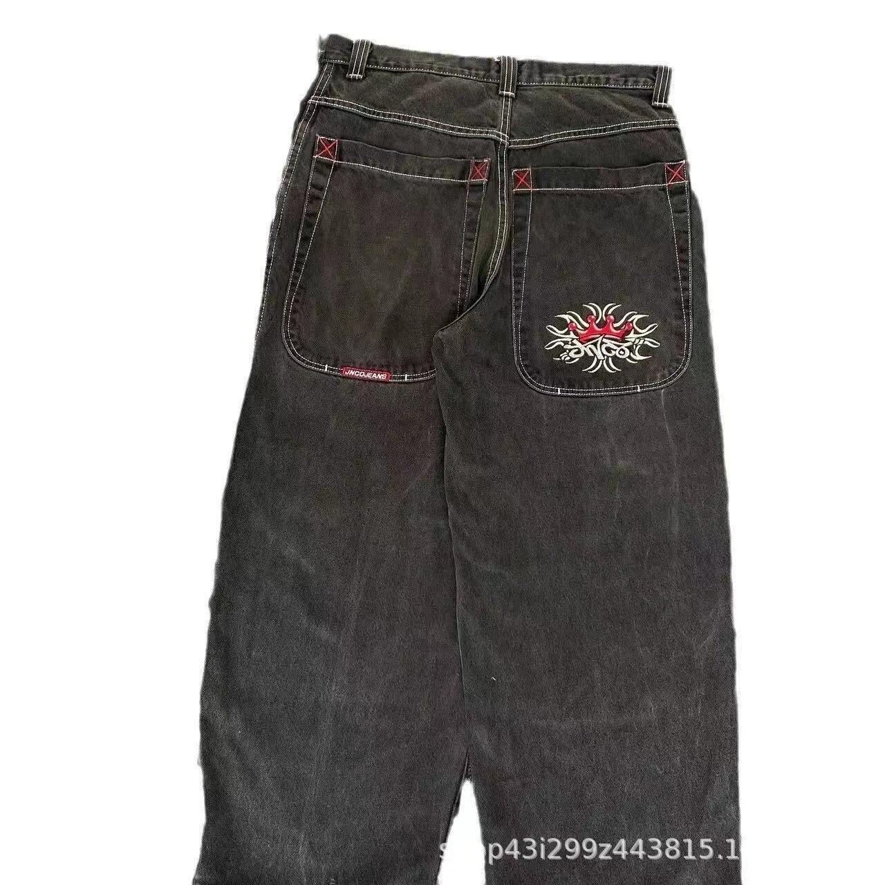 The BAY 2024 Hip-Hop Retro Dames Hoge Taille Wijde Pijp Y2K Jeans Double Extra Large