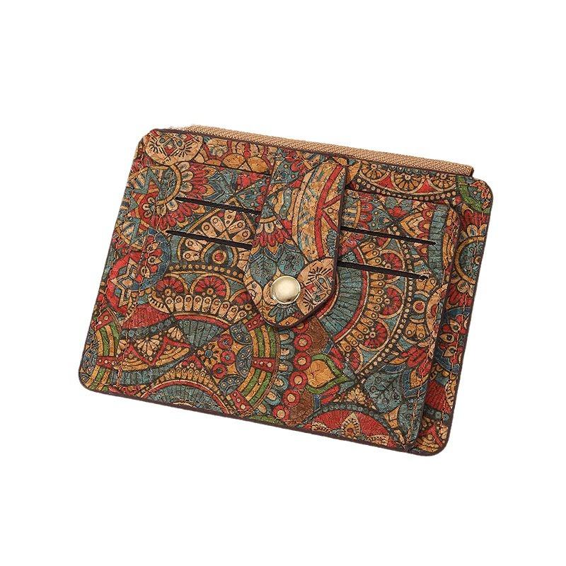 Retro Exquisite Multi-card Card Bag Portuguese Cork Ultra-thin and Ultra-light Zipper Small Wallet Change Bag