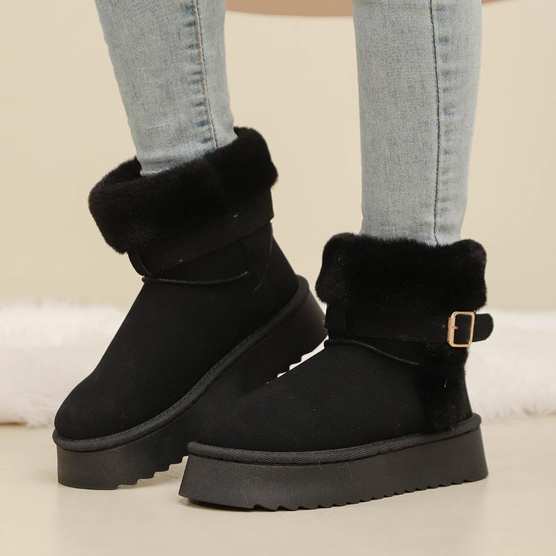 Mid-Calf Snow Boots for Women 2025 Plus Size Winter New Arrival Fashionable Versatile Anti-Slip Warm Thick-Sole Cotton Boots