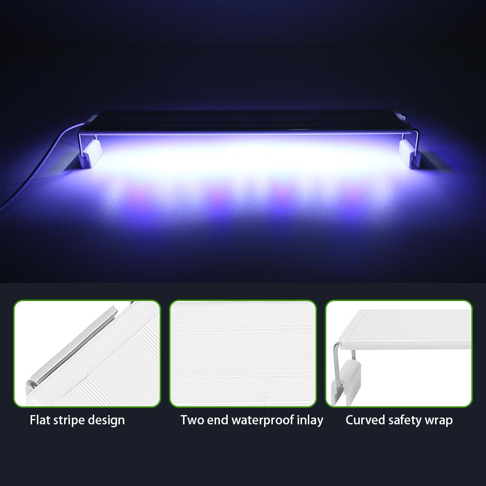 Aquarium Lamp Bracket Water Plants Thin High Brightness Fish LED Light (Blue and white XY-20K)