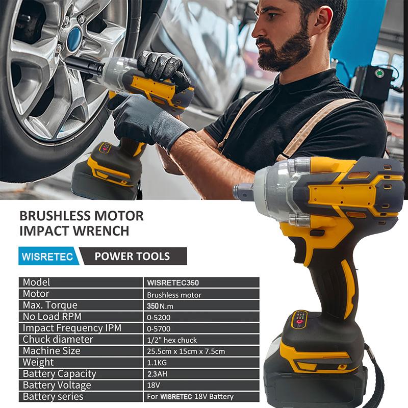 350N.m Cordless Electric Impact Wrench Brushless Torque Wrench Hand Drill Socket Auto Repair Tool Gift connector Accessory Box