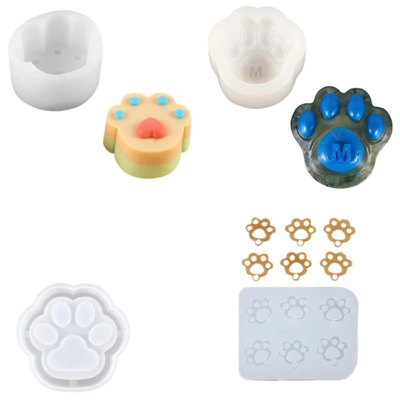 Puppy Cat Paw Silicone Mold Diy Candle Soap Aromatherapy Crafts Casting Fondant Chocolate Cake Decorating Baking Mold