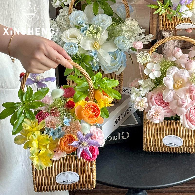 Creative Handwoven Flower Basket - Floral Arrangement DIY Kit for Home Decoration