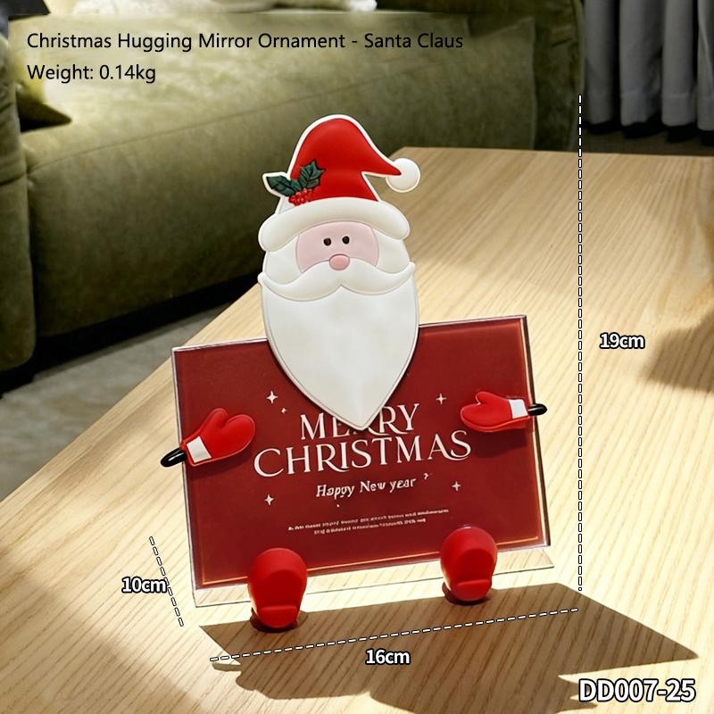 

Cartoon Christmas Hugging Mirror Snowman Santa Claus Goblin Ornament Gift Card Blessings Christmas Decoration Ornament Gift