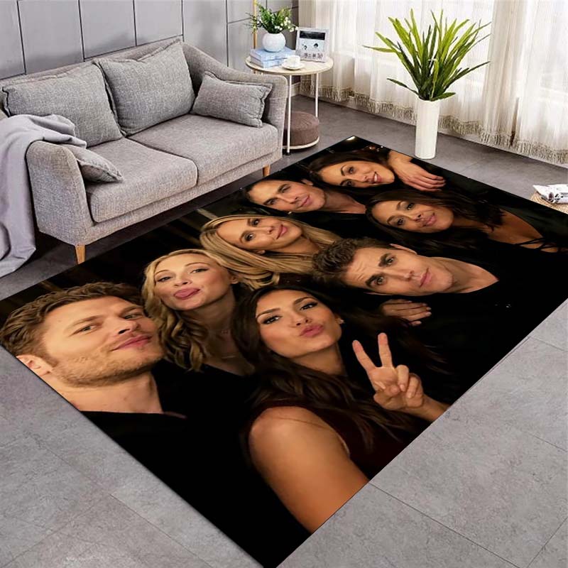 Movie Actor Group Selfie Portrait Print Area Rug Non‑Slip Floor Mat Carpet for Living Room Bedroom Celebrity Theme Home Decor