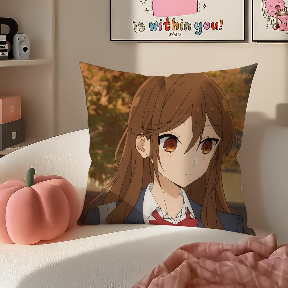 Sweet Romantic Japanese Anime HHorimiya Cushion Cover Pillowcase Short Plush Invisible Zipper Room Sofa Cushion Cover