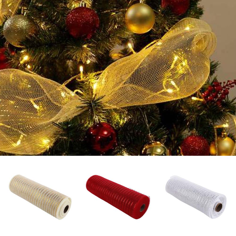 Colorful Christmas Tree Gauze Mesh Tulle Roll 10Yards*26CM Xmas Tree Ribbon   Gift Wrapping