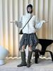 Xu Man Korean Retro Plaid Irregular Hem Tall Slimming Skirt for Women
