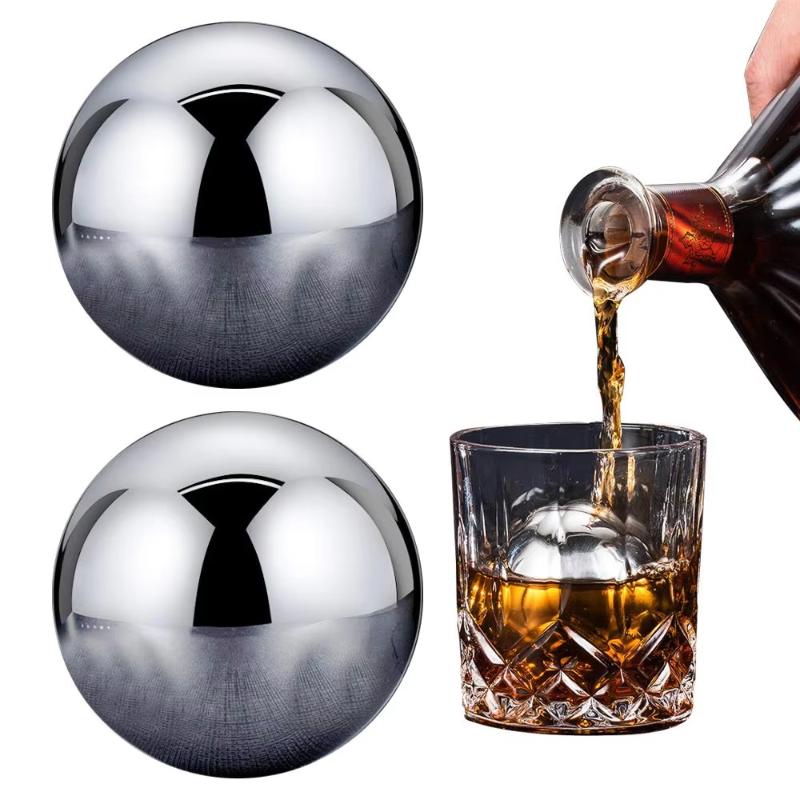 38/55MM Stainless Steel Ice Balls Reusable Round Metal Cooling Cubes Food Safe for Home Bar  Drinks