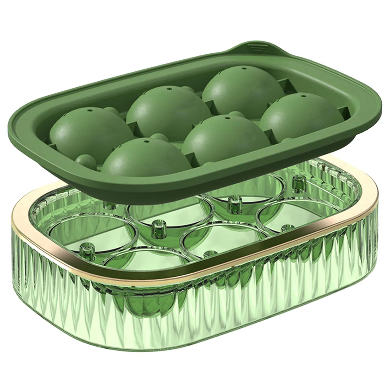 Effortless Ice Ball Creation 6 Large Silicone Moulds For Whiskey And Cocktails Easy Release And Compact Storage зелёный