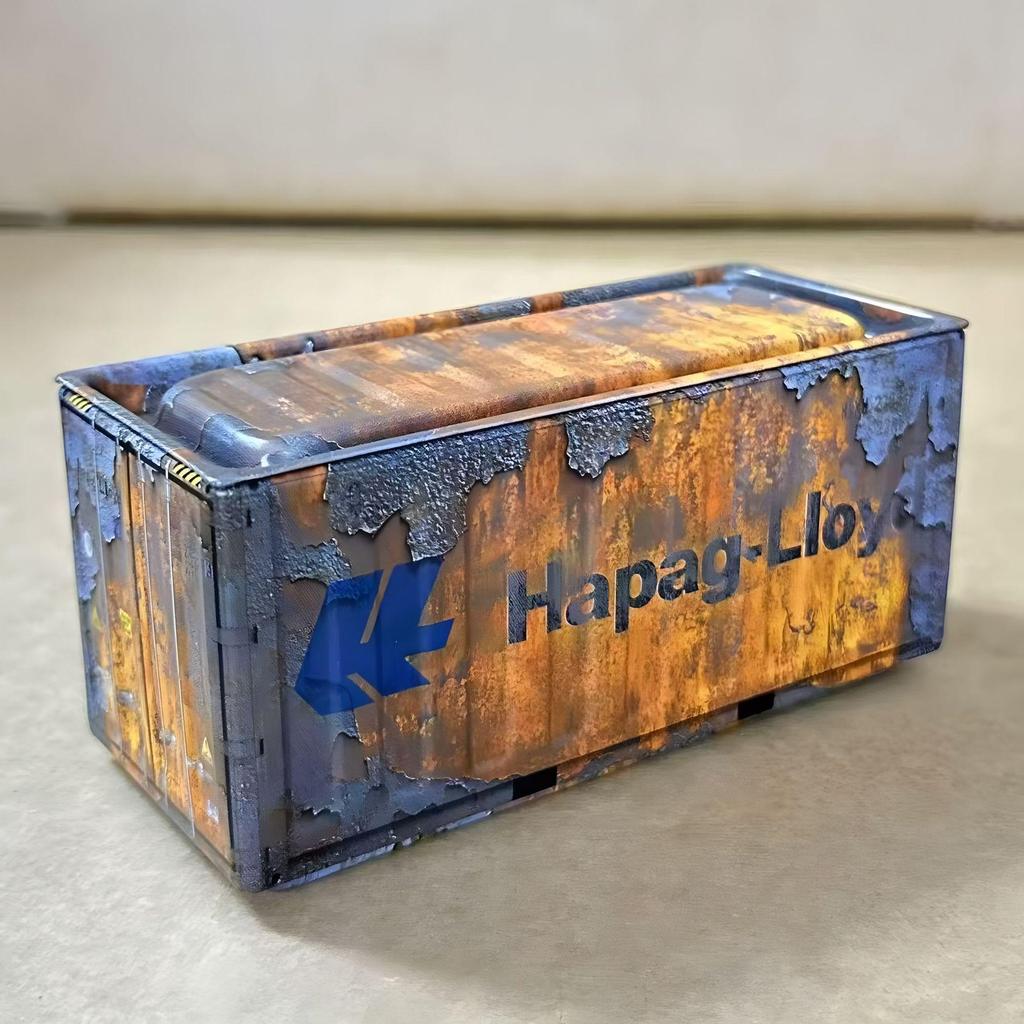 Miniature Tinplate Shipping Container Display Box for Figurines - Trendy Collectible Ornament & Storage Gift