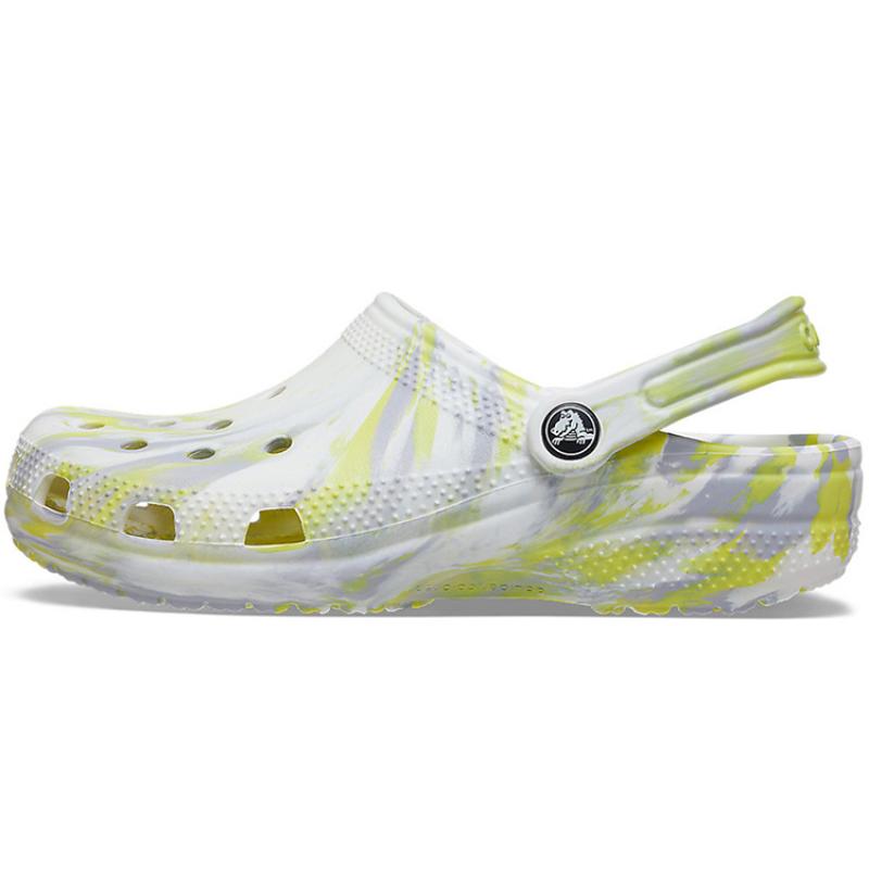 Crocs Classic clog EVA marbled hole shoes unisex white digital grey