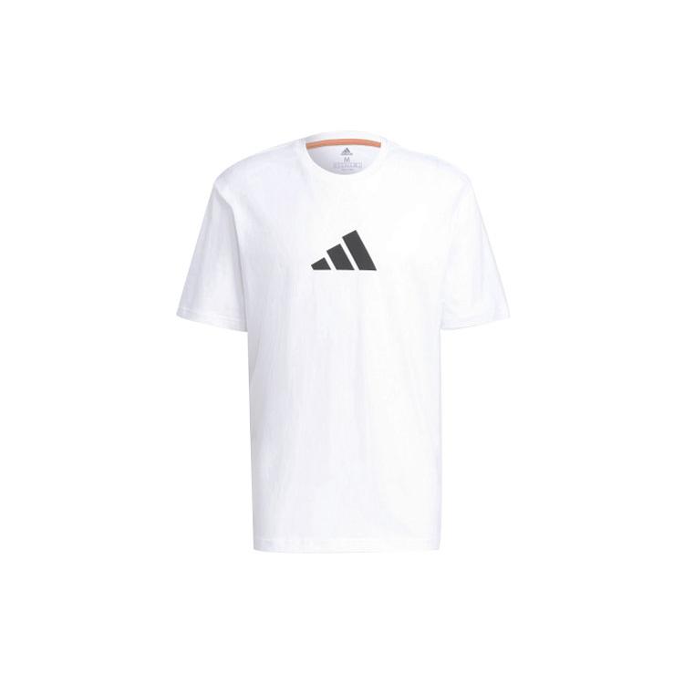 Adidas T Shirts Men's White Crew Neck Moderate Straight Fit (Unisex) T-Shirts GQ8305