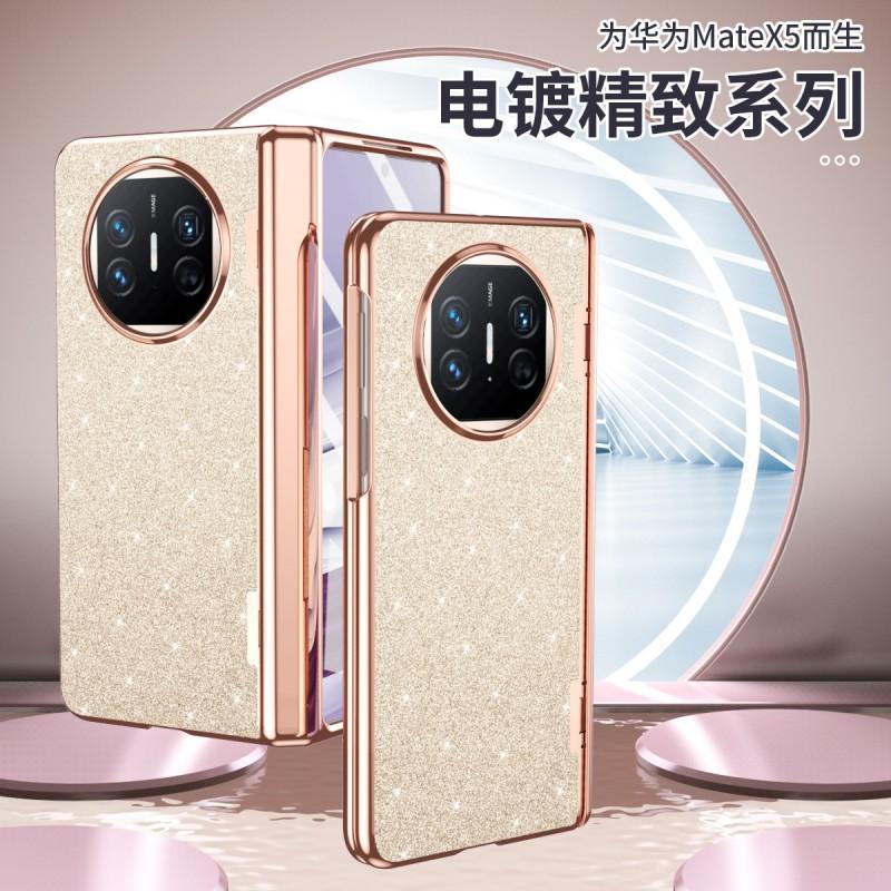 Luxury Electroplated Vegan Leather Case Mate X5 X3 Foldable Phone Full Coverage Shockproof With Kickstand