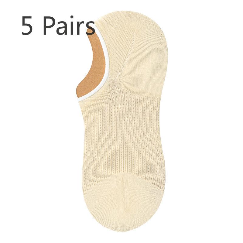 5 Pairs of Women's Summer Ultra Thin Shallow Mouth and 7A Antibacterial Deodorant Invisible Socks