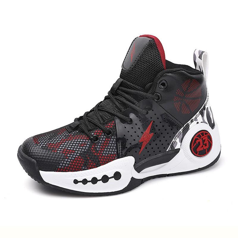 Boys Basketball Shoes Kids Teens Lightweight Breathable Training Sneakers With Rotating Buckle