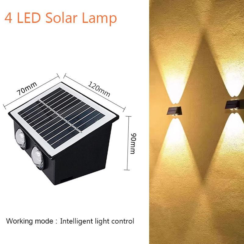 Zewnętrzny Reflektor 4/6/8 LED Solarna Lampa Ścienna Oświetlenie Górne i Dolne Zasilany Słońcem Wodoodporny Lampa Uliczna na Balkon Podwórko