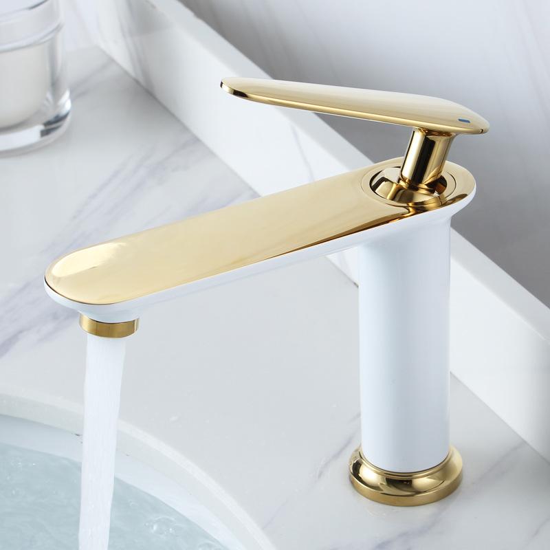 Luxury Bathroom Basin Faucet Deck Mounted Black Chrome Gold Sink Tap Single Hole Water Taps Hot and Cold Basin Mixers