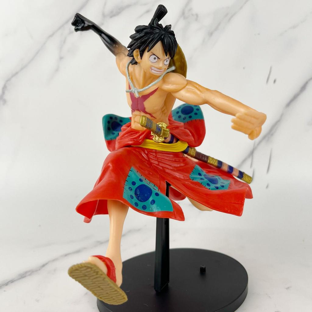 23cm Anime One Piece Kimono Monkey D. Luffy Second Gear Duel Figure Scene PVC Model Toy Collecting Desk Decorations Gift