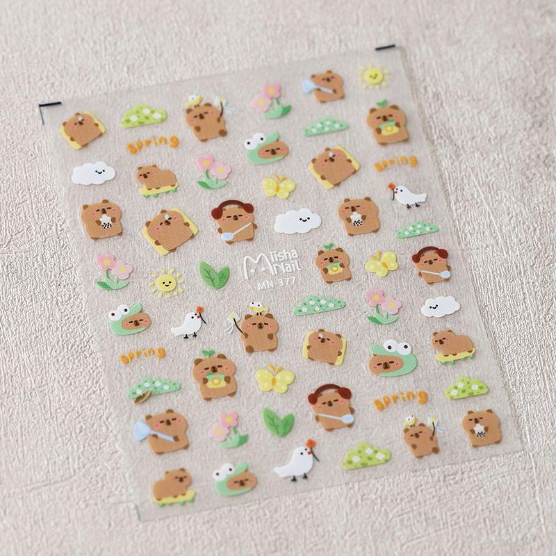 

Qiji Cartoon Cute Capabala Three-Dimensional Relief Nail Sticker Waterproof Nail Sticker Ornament Mn377 378 MN377