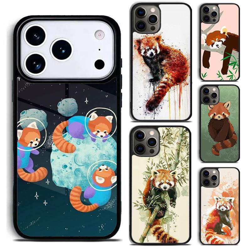 Red Panda Phone Case for iPhone 17 16 15 Pro Max Air 14 13 12 11 Plus Shockproof Capa Cover