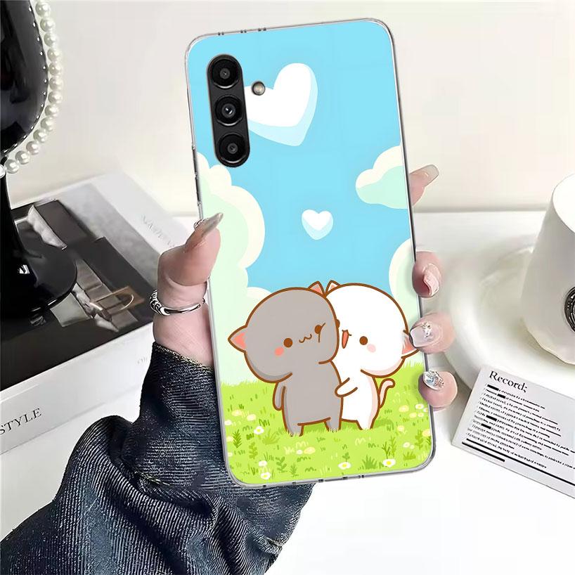 Cute Peach Goma Cat Phone Case For Samsung Galaxy A13 A14 A15 A16 A17 A53 A54 A55 A56 A57 A33 A34 A35 A36 A37 A23 A24 A25 A26 Ga