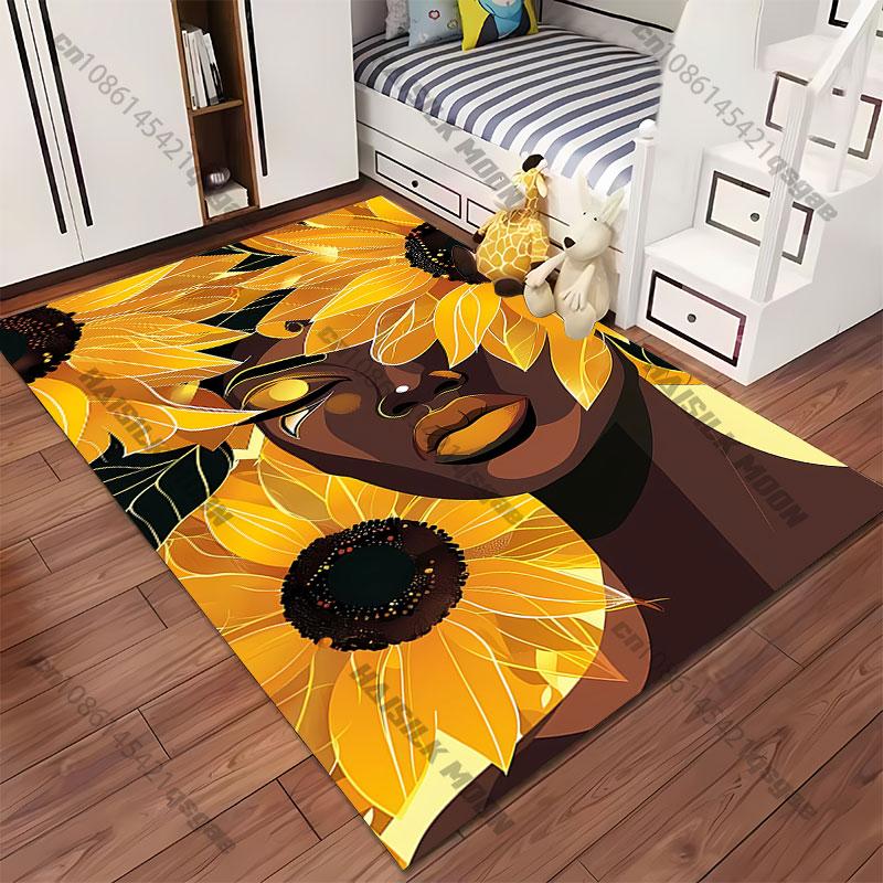 Vibrant sunflowers abstract art carpet Yoga living room room decor children's crawling mat doormat area rug games mat