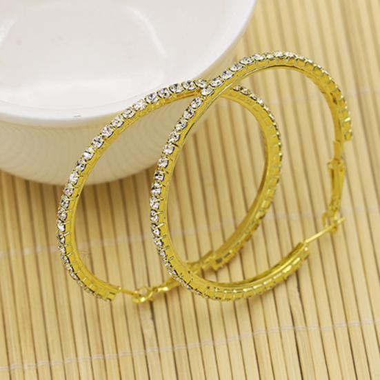 1 Pair Cirle Earrings Rhinestone Decor Jewelry Alloy Women Big Hoop Earrings for Birthday Pary