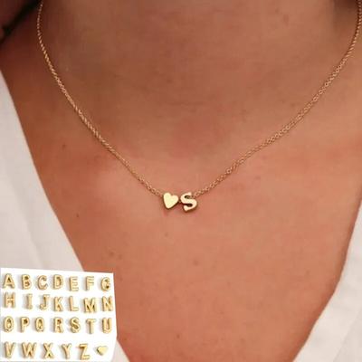 26 Písmen Módní Malé Srdíčko Jemný Počáteční Náhrdelník Zlatá Stříbrná Barva Písmeno Jméno Choker Pro Ženy Přívěsek Šperky Dárek