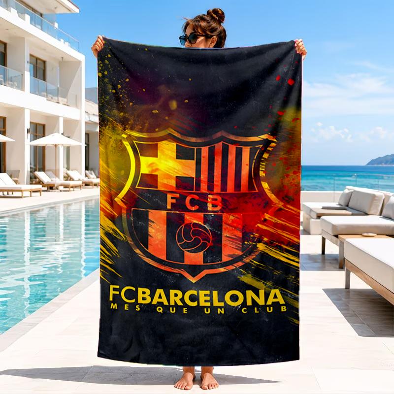 Fcb Team Football Club Beach Towel, Microfiber Beach Towel, Perfect For Pool, Beach, Travel, Home Decor Beach Party Fan Gifts