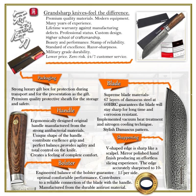 6,7-Zoll-Santokumesser, professionelles Kochmesser VG10, japanisches 67-lagiges Damast-Küchenmesser