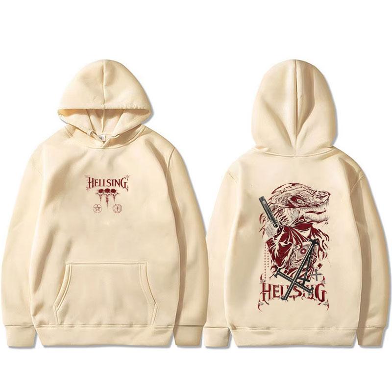 Anime Hellsing Hoodie Vampire Alucard Merch Pullover Men Women Manga Gothic Oversized Streetwear Hoodies