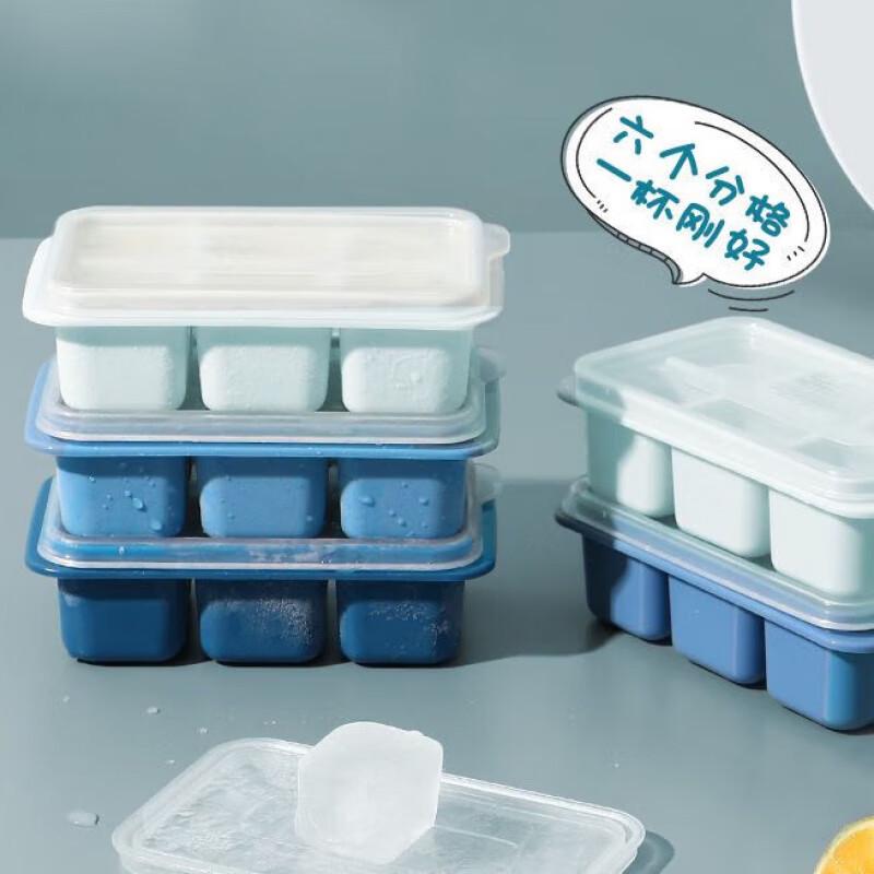 Silicone Ice Ball Molds with Lid, Six-Compartment Soft-Bottom Tray for Home