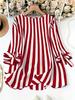 2025 European Striped Three-Quarter Sleeve Casual Shirt for Autumn/Summer