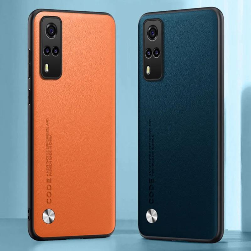 Coque de protection mate en silicone pour téléphone Vivo Y53S 5G Y51A, étui de luxe en cuir PU pour Vivo Y31 Y51 Y51S Y53S 4G, coque arrière