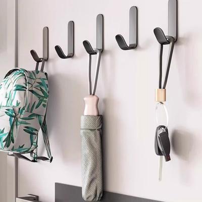 5PCS Adhesive Wall Hooks No Drill Strong Load-Bearing Hooks Durable Carbon Steel Hooks for Bathroom Kitchen Coat Towels