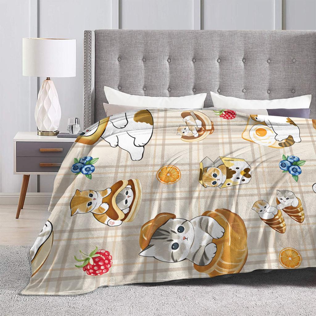 Mofusand Flannel Blankets Autumn Warm Soft Throw Blanket for Children Outdoor Print Bedspread Sofa Bed Cover