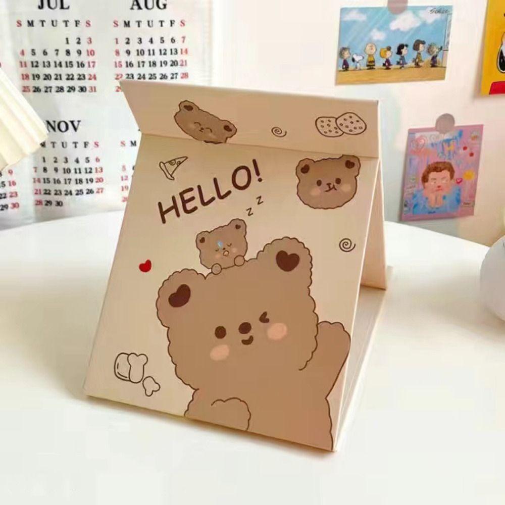 

Pu Leather Desktop Stand Mirror Folding Vanity Mirror Beauty Fold Makeup Mirror Dormitory style 1