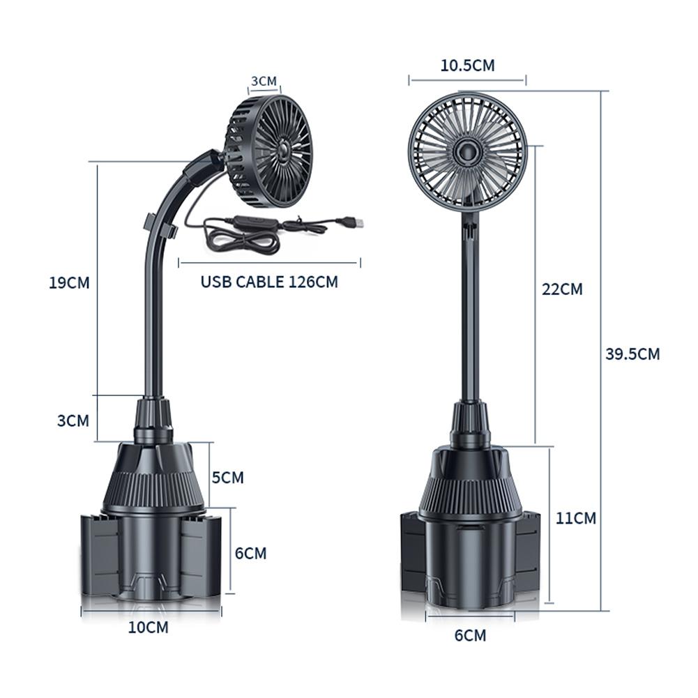 USB Car Cup Holder Fan 3 Speeds Auto Water Cup Holder Fan Adjustable Portable Car Cooling Fan Auto Interior Accessories