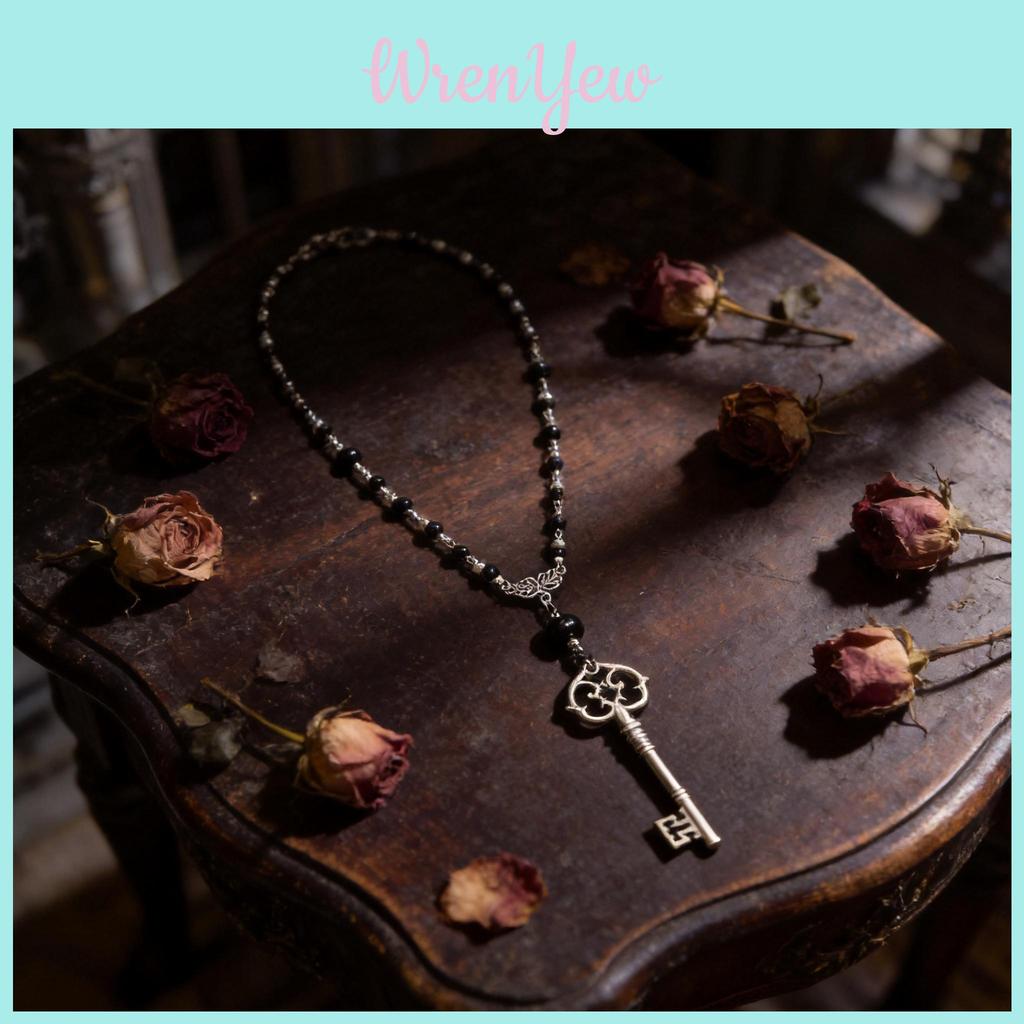 Geometric Gothic Key Long Chain Necklace For Women With Alloy Pendant For Casual Wear