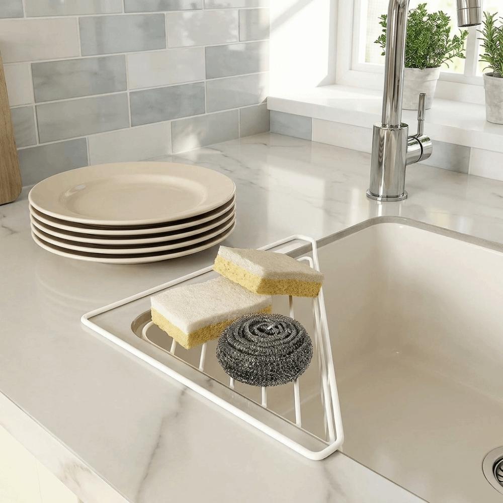 Anti-rust Sink Corner Rack Iron Dishcloth Sponge Stand Practical Sink Organizer  Laundry Room