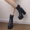 Women's High-heeled Short Boots Sexy European and American Style Autumn and Winter Waterproof Table Thick-heeled Large-size Roman Boots