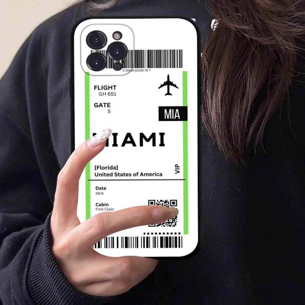Funny World City Tourist Ticket Label Black Phone Case For Iphone 17 Air 16 15 14 13 12 11 Pro Max Plus Back Cover TPU Soft Case