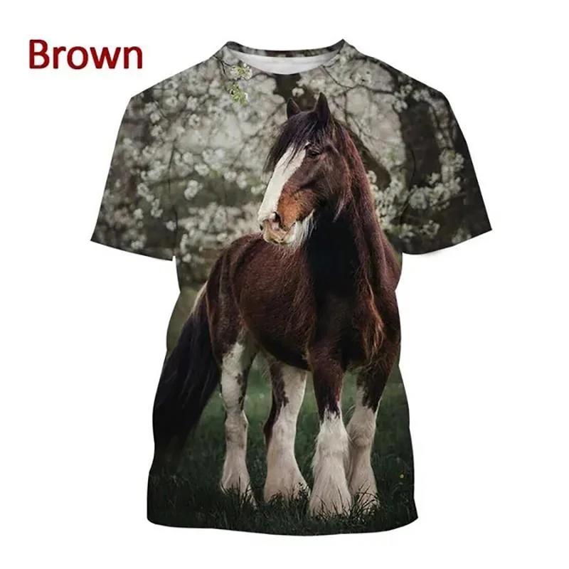 Men's Street Hip-hop Harajuku Style Trendy Short-sleeved Horse 3d Printed T-shirt Cool T-shirt