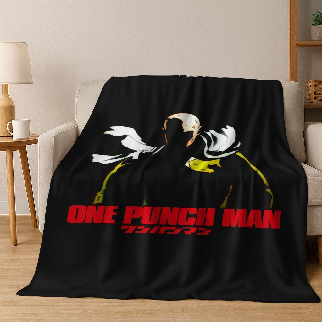 Anime One Punch Man Saitama Cartoon Cartoon Flannel Blanket,Cozy Soft Throw Blanket for Home Bedroom Bed Sofa Picnic Cover Kids