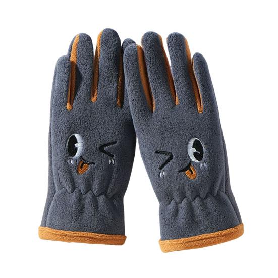 

1 пара детских термальных перчаток с рисунком из мультфильма, мягкие, износостойкие, зимние, ветрозащитные темно-синий