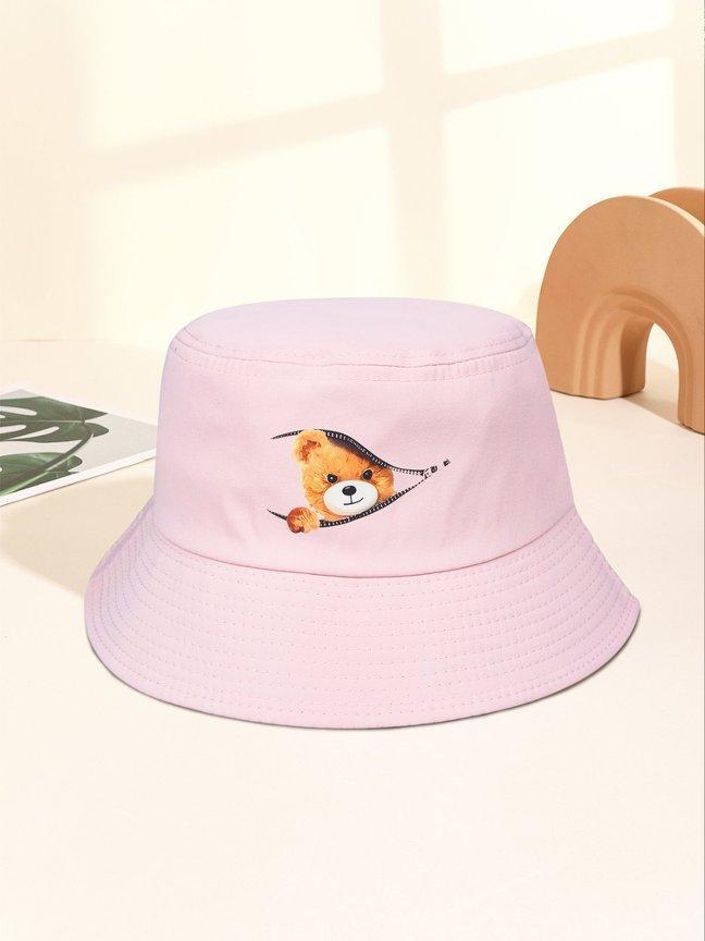 Cute Cartoon Korean-Style Bucket Hat for Spring Summer Casual Outdoor Hiking Women Men Fashionable Breathable Sunshade Cap