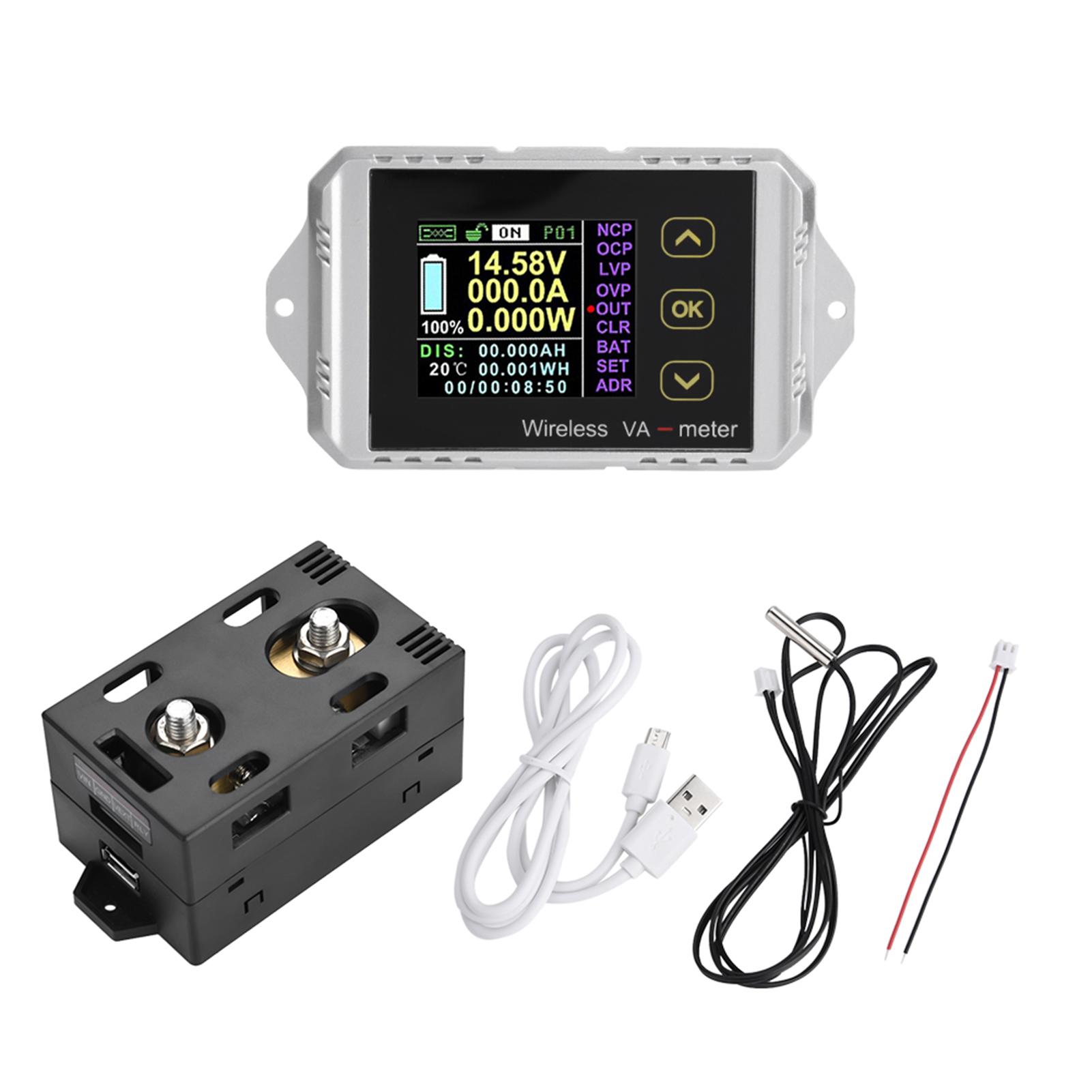 

Wireless Color LCD Screen DC Voltage Ammeter Power Meter Watt Tester VAT-1300,0-100V